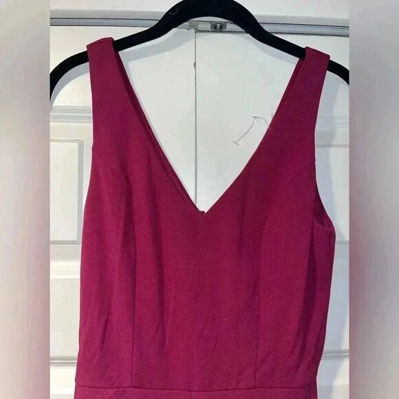 Crystal Sky Elegant‎ Burgundy Maxi Dress V-Neck Formal Evening Gown E56 - Picture 4 of 5